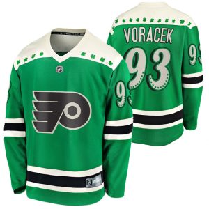 Herren Philadelphia Flyers Eishockey Trikot Jakub Voracek #93 2021 St Patricks Day Grün Breakaway